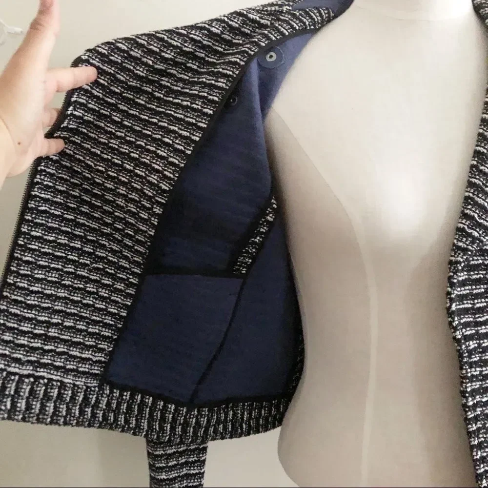 New Tory Burch Raffia Knit Tweed Moto jacket NWT